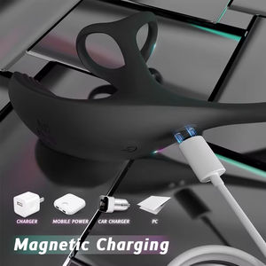 Anneau vibrant rechargeable en silicone pour homme - Jouet sexuel étanche IPX7 pour pénis - Product Image 4