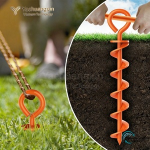 Piquets de tente spirale orange 13,5 pouces en métal, ancres de sol pour camping extérieur avec poignée à boucle - Product Image 5
