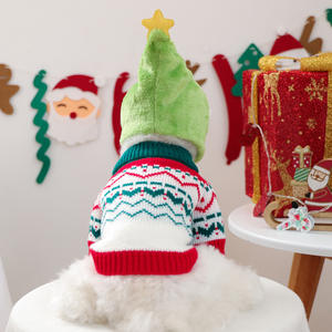 Roupas Festivas de Acrílico para Animais de Estimação Outono/Inverno 2025 Suéteres Casuais para Cães e Gatos com Design de Fogos de Artifício de Natal - Product Image 1