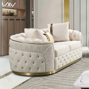 مخمل إيطالي فاخر 3 مقاعد تشيسترفيلد أو فندق حديث فيلا غرفة معيشة أثاث أريكة فاخرة - Product Image 4