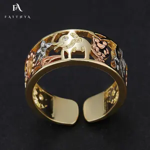 Faithya новые Oro laminado Buena Suerte Anillo Позолоченные удачи Регулируемый Открытое кольцо Регулируемый один размер разъединяющееся кольцо