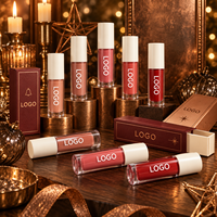 Rouge à lèvres liquide végétalien 18 couleurs pour Noël, couleur nude mate hydratante, marque propre, vente en gros personnalisée, imperméable