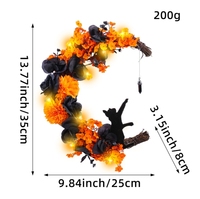 Guirlande d'Halloween Mooncat orange et noire en plastique, décoration moderne à suspendre à la porte extérieure