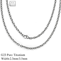 Collar de cable Rolo de cadena de eslabones O de titanio puro para mujeres y hombres piel sensible, cadenas redondas finas hipoalergénicas para colgante