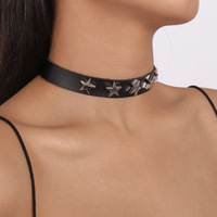 Punk Cool Style Pu Collier En Cuir Collier Ras Du Cou Gothique Emo Amour Coeur Rivet Collier Collier pour Femmes Filles Hommes Accessoire