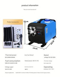 Chauffe-air diesel portable autonome tout-en-un 5KW 8KW 12V/24V pour voiture, idéal pour le stationnement (compatible VW) - Product Image 6