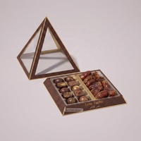 Wiederverwendbare Hochwertige Luxus-Eid-Geschenkbox Pyramidenform Verpackung Maßgefertigte Ramadan-Dekoration Dubai Schokoladen-Datteln Geschenkbox mit Fenster