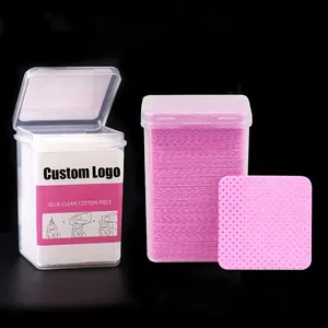 200PCS Custom LOGO Private Label Absorbent Soft Fabric Eyelash Extension Glue Wipes Nail Polish Remover Pads Lint Free Nail Wipe