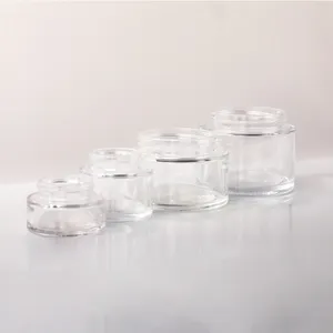 15ml 30ml 50ml 100ml 150ml 200ml Clear Glass Cosmetic Jars With Bamboo Lids Empty Eco Friendly Bamboo Cosmetic Bottles