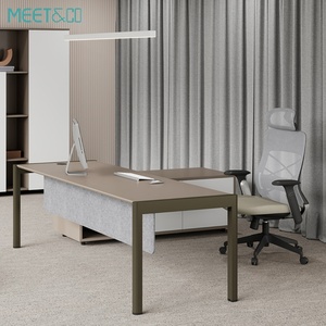 Modern Executive L-Shaped Office <b>Desk</b> Wooden Panel Style for Manager CEO or Boss Modular Bureau De Travail - Product Image 2