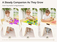 Table d'activités 4-en-1 moderne et minimaliste en bois pour tout-petits et enfants avec 2 chaises, pour les 2-12 ans, avec rangement
