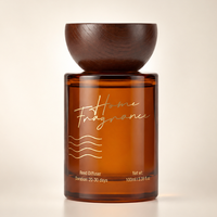 Diffuseur de parfum en verre ambré de 100 ml avec couvercle en bois, diffuseur d'arômes relaxants, coffret cadeau pour la décoration de la maison, mariage, fête, anniversaire, cadeau de fête