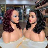 Peluca de Cabello Humano Vietnamita, Cabello Humano de Alta Calidad, Rizo Primavera SDD de 18 Pulgadas, Frontal 13x4, Densidad 250%