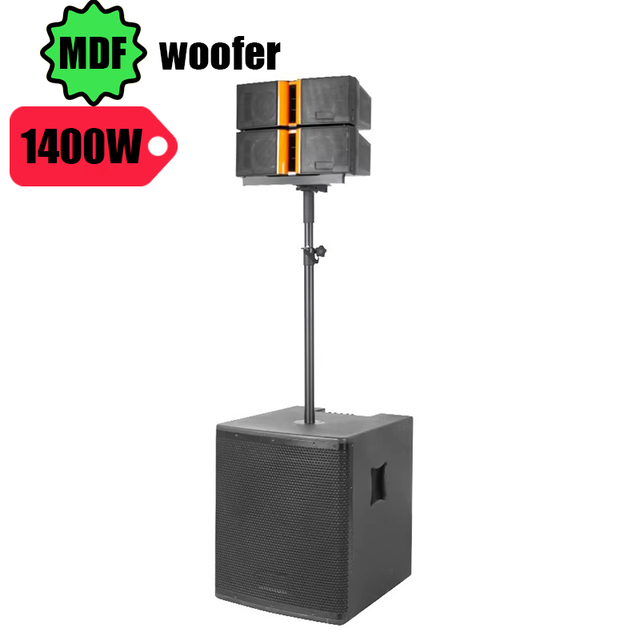 Stadium Grade 1400W Powered Line Array PA System Professional Loudspeaker with DSP Bluetooth for Live Events Wedding