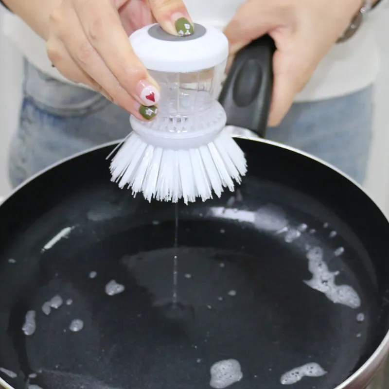 소형 둥근 부엌 청소 누름단추식 전쟁 방출 액체 비누 분배 접시 솔