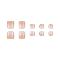 Faux ongles de style français, couleur dégradée, forme carrée, 24 pièces, à porter, couleur chair