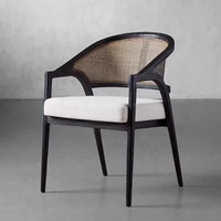 Chaise de salle à manger au design moderne, écologique et durable, chaise de salon, chaise de salon de thé avec coussin moelleux et dossier en rotin tressé