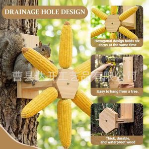 ที่ให้อาหารกระรอกไม้แบบหมุนได้ สำหรับใส่ข้าวโพด ใช้กับรั้วกลางแจ้ง - Product Image 2