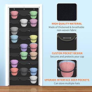27-Pocket Over the Door Baseball <b>Hat</b> Rack Fitted <b>Hat</b> Organizer Storage for Closet or Wall Mount <b>Bag</b> for Wardrobe or Bathroom - Product Image 2