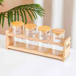 Cao Cấp Thân Thiện Với Môi Kín Kín Thủy Tinh Kín Lưu Trữ Set Chia Lọ Keo Bằng Gỗ Có Nắp Đậy Cho Trang Trí Nội Thất Thực Phẩm Lưu Trữ Carton - Product Image 4