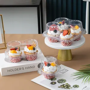 للبيع بالجملة حاوية Cavities Cupcake صندوق شفاف حلوى مافن حاويات صدفي يمكن التخلص منها