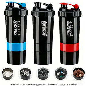 Borraccia Shaker per Proteine a 3 Strati con Logo Personalizzato, Grande Capacità, per Body Building, Esercizio Fisico e Palestra - Product Image 2