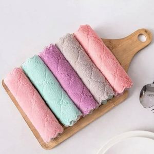 Double-layer Microfiber Eco-Friendly Towel Super Absorbent Coral Fleece Cleaning Cloths <b>Table</b> <b>Kitchen</b> Non-stick Oil Dishcloths - Product Image 3