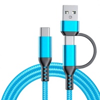 Cable de Datos USB-A a USB-C 2 en 1 con Trenzado de Nailon, Carga Rápida Tipo-C, para Auriculares, Suministro al por Mayor de Fábrica, OEM ODM