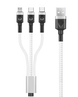 Câble de données tressé à charge rapide 3 en 1, 1 à 3, compatible avec Android, gaine en nylon, fonction 3A