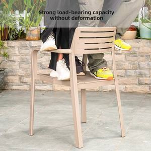 Silla de comedor de exterior con marco de hierro moderno con respaldo individual de plástico para patio, jardín o sala de estar, 1 año de garantía - Product Image 4