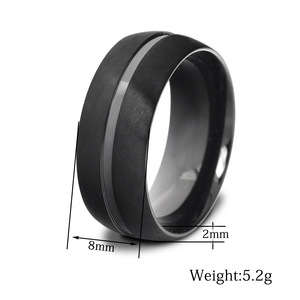 Stainless Steel Ring 8Mm Black <b>Brushed</b> Finish For Women Fashion Jewelry Gift - Product Image 5