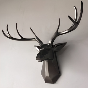 Sculpture murale en fibre de verre tête de <span class=keywords><strong>cerf</strong></span> gris argenté style industriel rétro pour bars, clubs, salons et décorations d'ambiance - Product Image 1