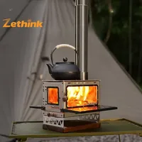 Réchaud à bois miniature d'extérieur, portable, en acier inoxydable, petit foyer de table pour le camping, le chauffage de tente et les pique-niques