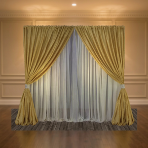 ฉากหลังผ้าม่านแบบดรอปหรูหราพร้อมขาตั้งสำหรับงานแต่งงาน - Product Image 1