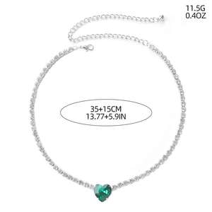 Collana di Alta Gioielleria da Donna con Smeraldo a Forma di Cuore di Lusso Catena a Maglie Vintage per Matrimoni e Feste Vendita all'Ingrosso - Product Image 2