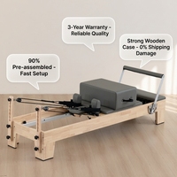 Reformer Pilates Professionnel en Chêne avec Box et Planche de Saut – Équipement Commercial en Bois pour Studio d'Exercices Pilates