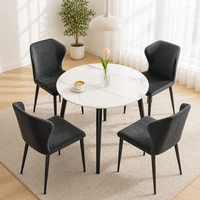Ensemble de table à manger moderne en pierre frittée avec 4 chaises rembourrées, meubles de salle à manger pour la maison, la cuisine, les petits appartements