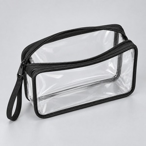 Clear <b>Toiletry</b> <b>Bag</b> Quart Size TPU Travel Cosmetic Pouch with Wrist Strap 18x12x4.5cm Custom Logo - Product Image 3