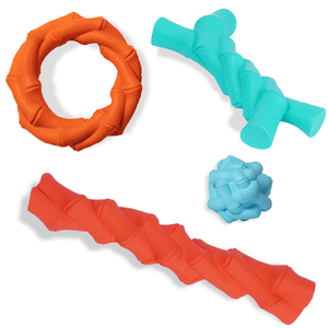 Eco-Friendly Natural Rubber Indestructible Interactive <b>Dog</b> Toy Set with Bone and <b>Ball</b> Chew Toys - Product Image 2