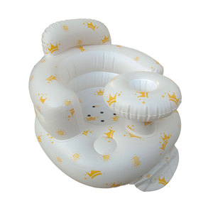 Canapé gonflable pour bébé avec imprimé couronne blanche, chaise en PVC peluche pour enfants, siège moelleux pour apprendre à s'asseoir à la maison - Product Image 1