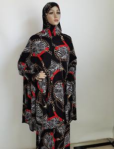 S0048 modeste Ramadan dernier Dubai imprimé Floral Abaya Robe costume vêtements islamiques femmes musulmanes Palestine manches Robe de prière - Product Image 6