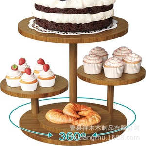 Support à gâteau rond à plusieurs niveaux en bois, plateau à dessert pour fête d'anniversaire, usage domestique - Product Image 3
