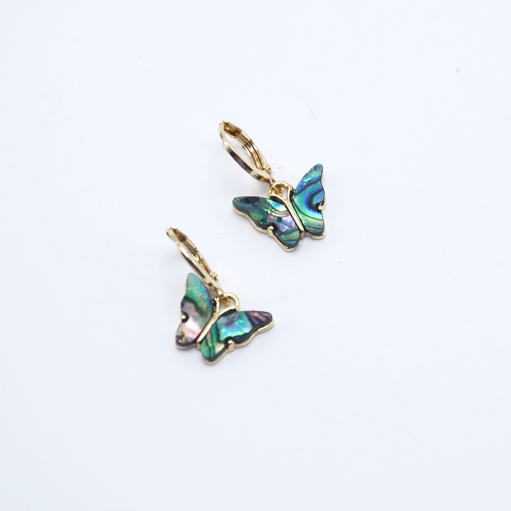 Mode Coquille D'ormeau Papillon Pendentif Ensemble De Bijoux Collier Boucles D'oreilles