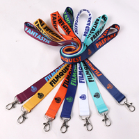 Lanière personnalisée en polyester couleur unie avec logo imprimé par transfert thermique, sangle de cou avec crochet métallique pour badge d'identification, promotion d'événements, vente en gros