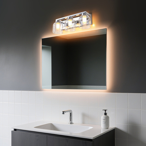 Modern Luxury Bathroom <b>Vanity</b> Light Silver Finish Creative Double Clear Glass Lampshade Indoor Wall Light For Hotel Home Decor - Product Image 6
