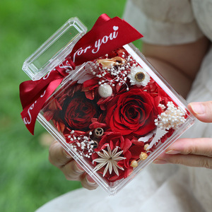 Nouveautés : Boîte de parfum Fleur <span class=keywords><strong>Éternel</strong></span>le, Roses Préservées Immortelles Longue Durée (3-5 ans), Forme Carrée, Saint-Valentin, Pâques - Product Image 2