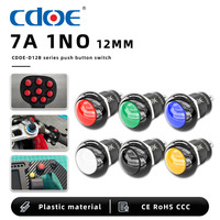 Bouton-poussoir noir résistant à la chaleur 12mm, IP67, 7A 250V, 1NO, momentané, auto-réarmement, pour automatisation