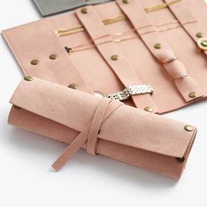 Foldable Embossed Microfiber Jewelry <b>Pouch</b> & Case for <b>Men</b> Women Portable Travel Jewelry Box 1.4mm Thick Material Promotional Use - Product Image 4