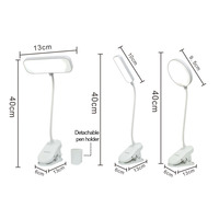 Petite lampe de bureau à clipser personnalisée avec porte-crayon protection des yeux lampe d'étude LED rechargeable