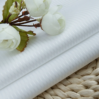 Tissu de chemise blanc en coton peigné double épaisseur 120S, jacquard rayé, respirant, traité à l'ammoniaque liquide, facile d'entretien, pour la confection sur mesure de vêtements de bureau